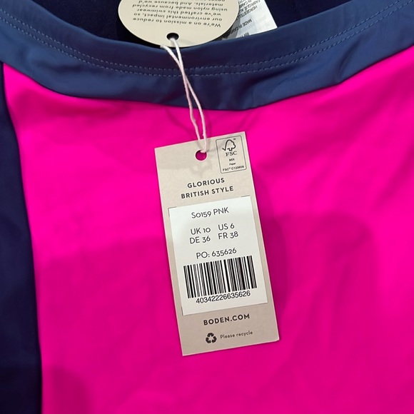 NWT Boden Santorini swimsuit Halter Tankini Sz 6 colorblock BG - Picture 4 of 4